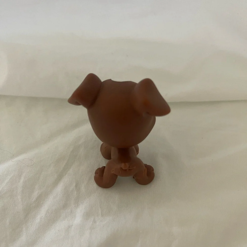 Littlest Pet Shop LPS Boxer Dog #83 Brown White Blue Eyes Loose Figure